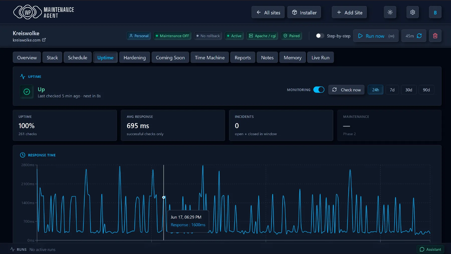 WP Maintenance Agent Uptime Monitor